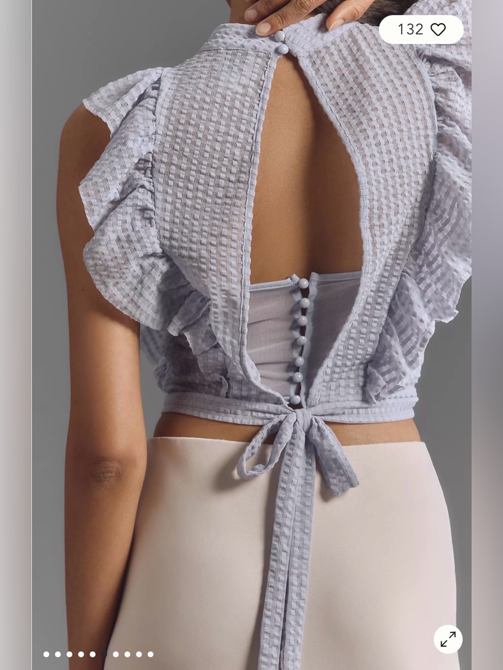 Anthropologie Maeve Cropped Ruffle mesh Top - Picture 5 of 10